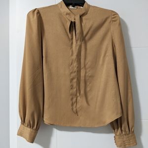 Levi's Gold Pussy Bow Blouse - Small